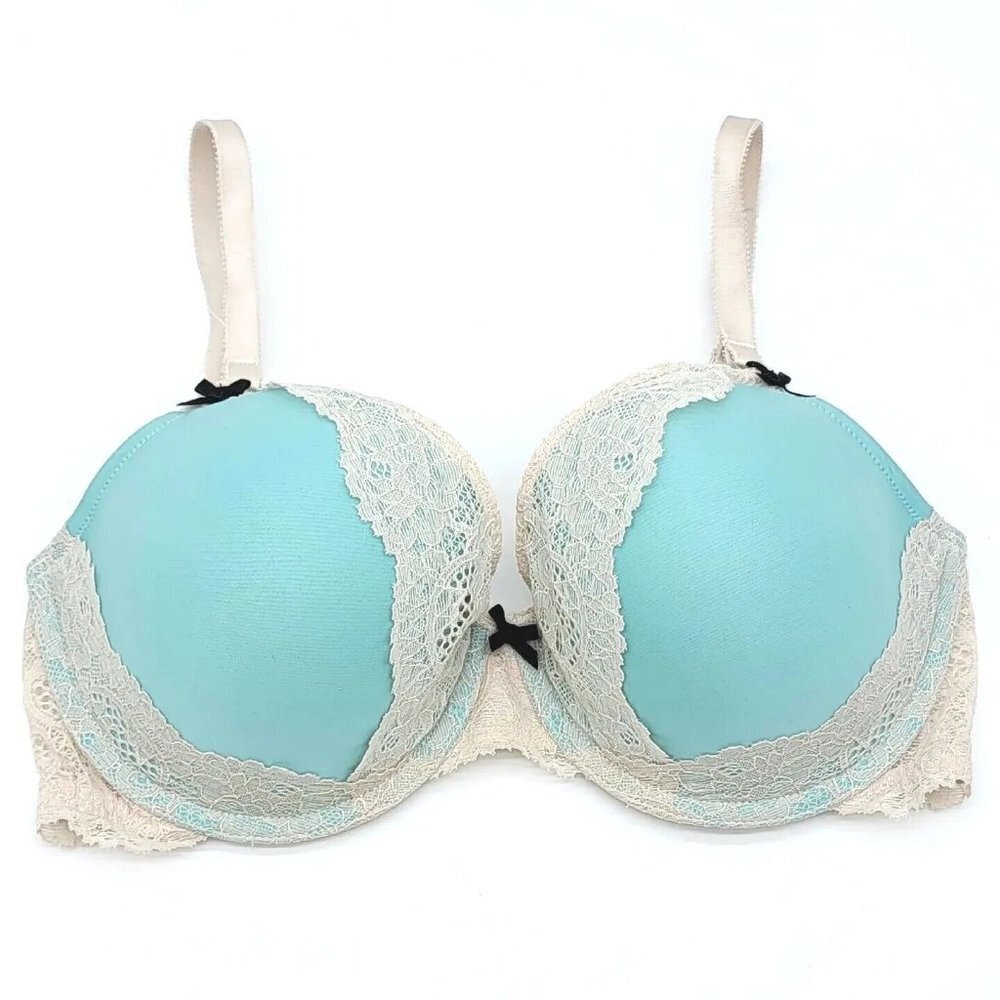 Victorias Secret Dream Angels Lined Demi Bra Size 34DD Padded Underwired Blue